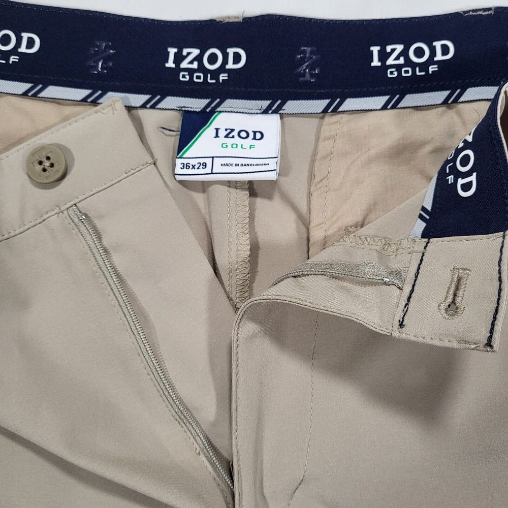Izod Golf‎ Men's 36x29 (25.5 inseam) Khaki Tan Pants Stretch No Slip Waistband
